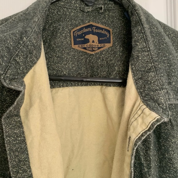 thick button down vintage green shirt jacket shacket - Picture 2 of 5